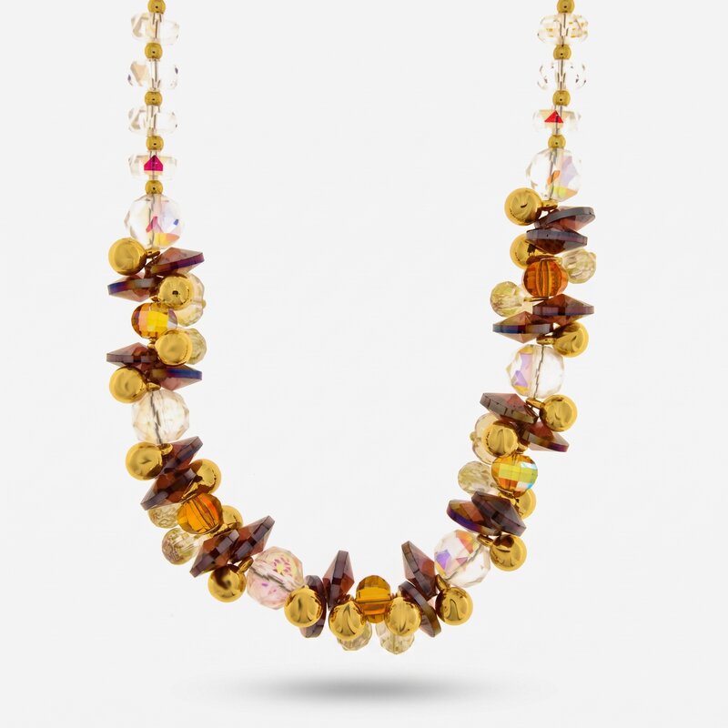 Collana in Metallo giro di cristalli colorati - BYSIMON gioielli