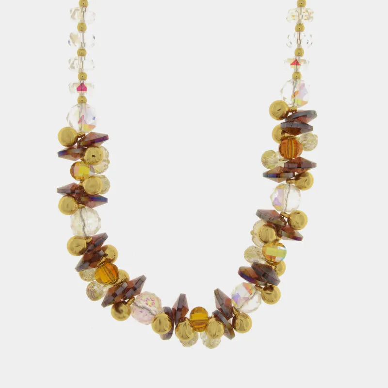 Collana in Metallo giro di cristalli colorati - BYSIMON gioielli