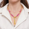 Collana in Metallo cristalli rosa con pendente - BYSIMON gioielli