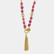 Collana in Metallo cristalli rosa con pendente - BYSIMON gioielli