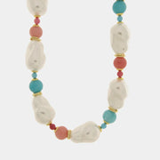 Collana in Metallo giro di perle con sfere colorate