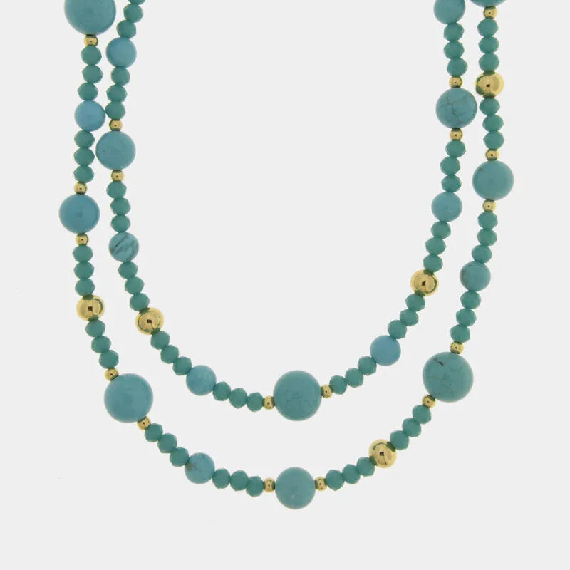 Collana in Metallo multifilo con sfere turchesi
