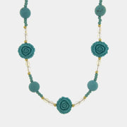 Collana in Metallo fiori e sfere turchesi