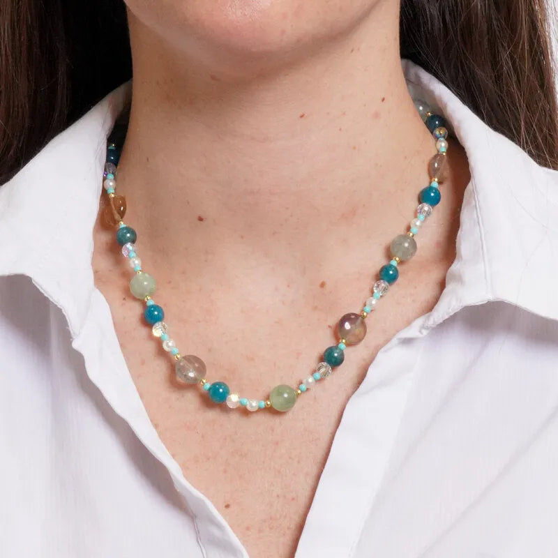 Collana in Metallo pietre toni del verde