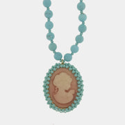 Collana in Metallo sfere turchesi e cammeo