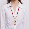 Collana in Metallo lunga con sfere rosse e bianche