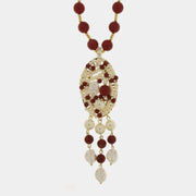 Collana in Metallo lunga con sfere rosse e bianche