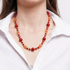 Collana in Metallo sfere rosse e arancio