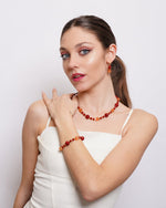 Set coordinato - Collana in Metallo sfere rosse e arancio