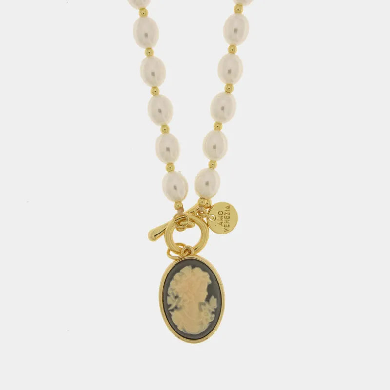 Collana in Metallo perle con cammeo AMOVENEZIA - gioiello BySimon