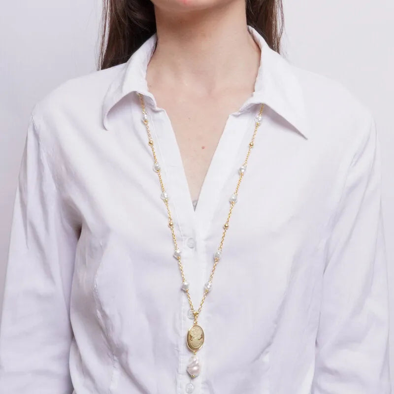 Collana in Metallo perle con cammeo AMOVENEZIA - gioiello BySimon