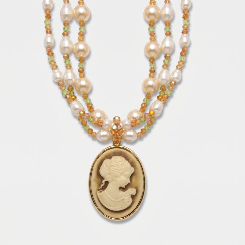 Collana in Metallo multifilo con perle e cammeo AMOVENEZIA - gioiello BySimon