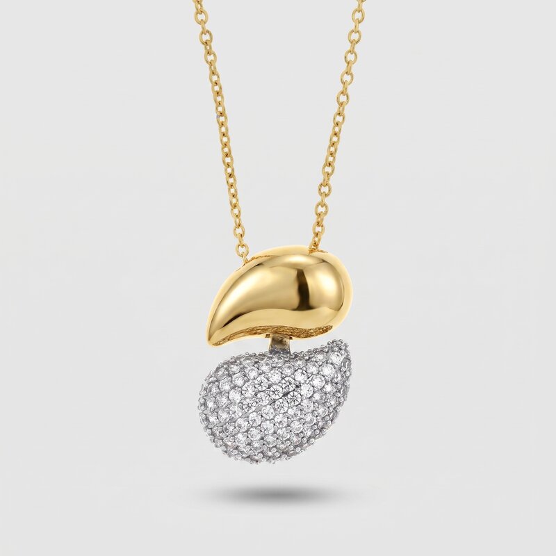 Collana in Metallo Ciondolo dorato pietra grigia donna - BYSIMON gioielli