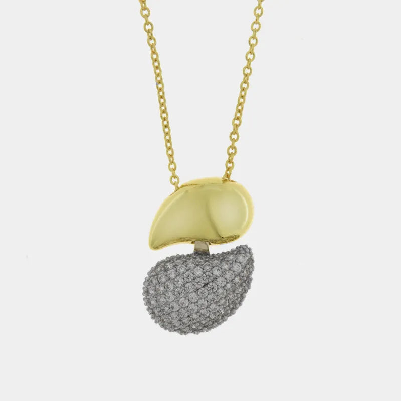 Collana in Metallo Ciondolo dorato pietra grigia donna