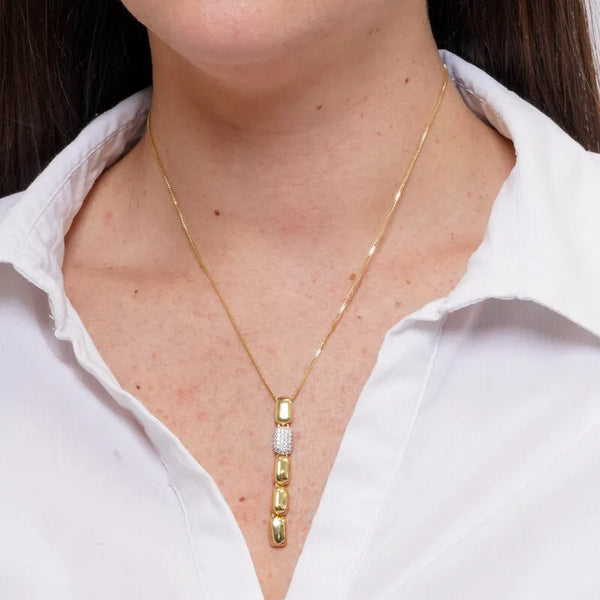 Collana in Metallo Pendente lungo cilindrico dorato donna AMOVENEZIA - gioiello BySimon