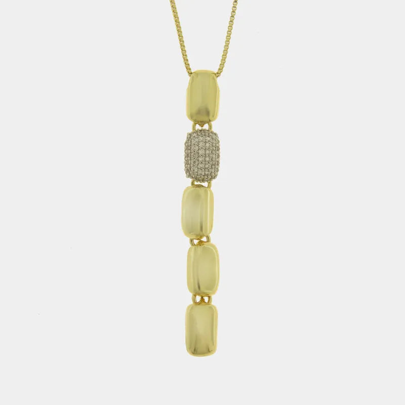 Collana in Metallo Pendente lungo cilindrico dorato donna AMOVENEZIA - gioiello BySimon