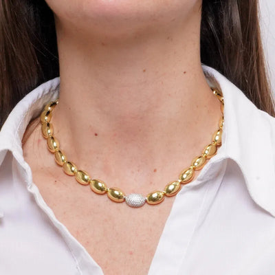 Collana in Metallo Girocollo dorato pietre grigie donna