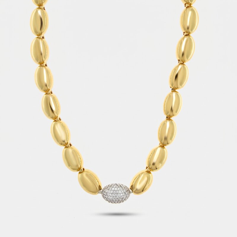 Collana in Metallo Girocollo dorato pietre grigie donna - BYSIMON gioielli