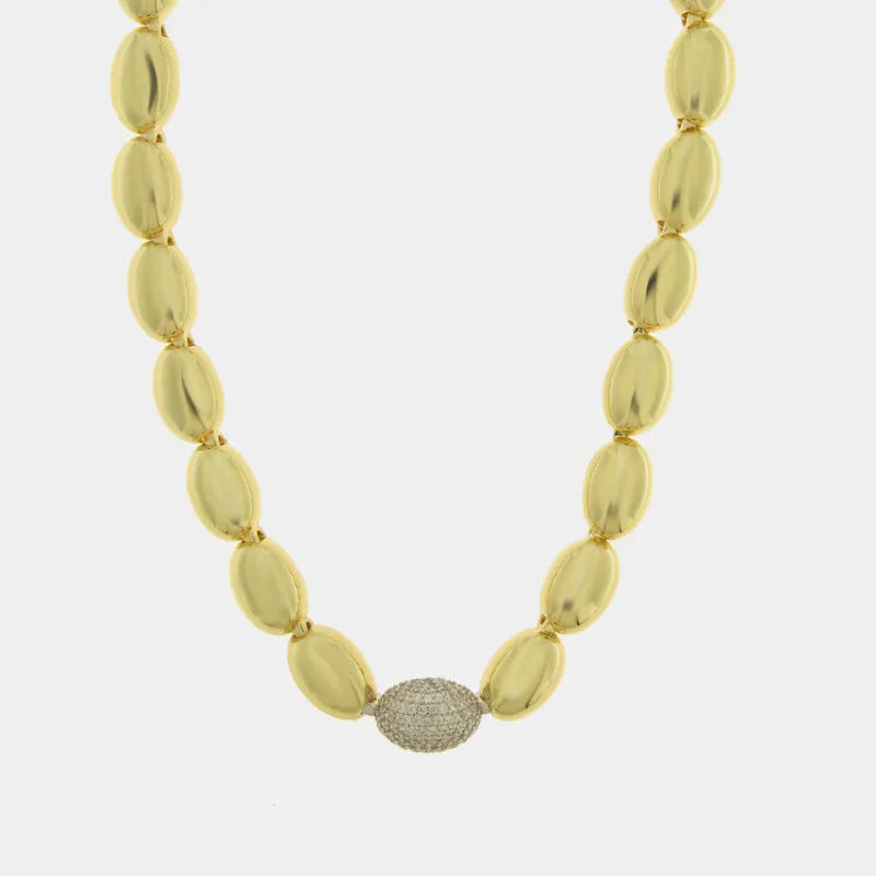 Collana in Metallo Girocollo dorato pietre grigie donna