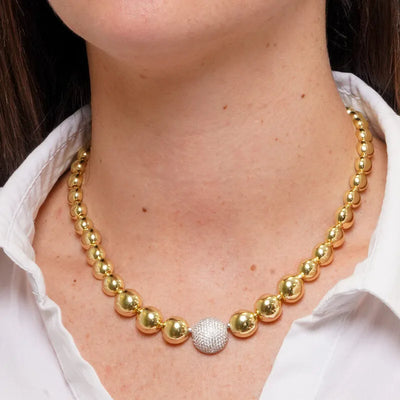 Collana in Metallo Girocollo dorato con zirconi elegante