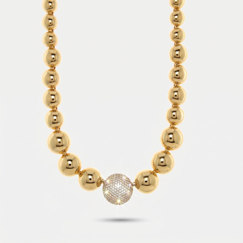 Collana in Metallo Girocollo dorato con zirconi elegante - BYSIMON gioielli