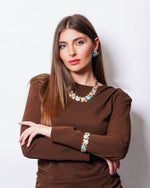 Set coordinato - Collana in Metallo smaltata viola, bianco e grigio