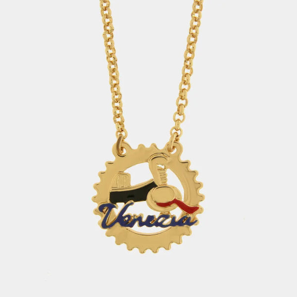 Collana in Metallo con scritta Venezia, Gondola e Paglietta - BYSIMON gioielli