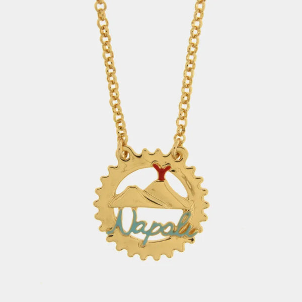 Collana in Metallo con scritta Napoli e Vesuvio AMONAPOLI - gioiello BySimon