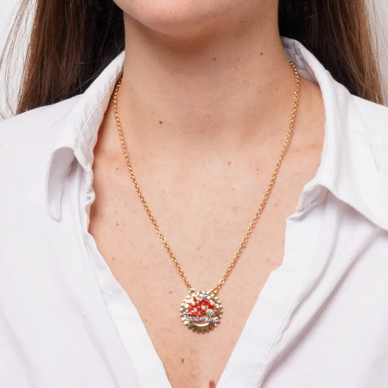 Collana in Metallo con scritta Taormina e Design ispirato ai Fondali Marini