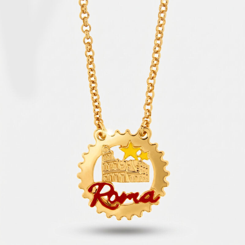 Collana in Metallo con scritta Roma e Colosseo - BYSIMON gioielli