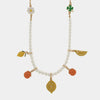 Collana in Metallo con charm a forma di, limoni, arance, margherite e quadrifoglio