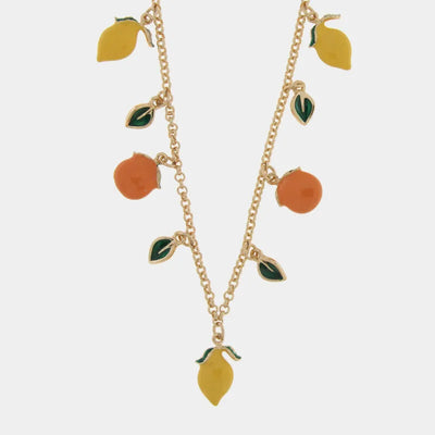 Collana con limoni arance e foglie siciliane | gioielleria sicilia | BYSIMON