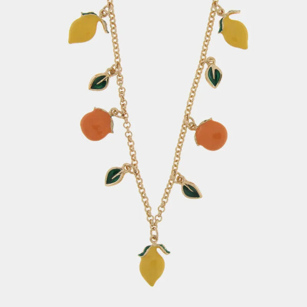Collana con limoni arance e foglie siciliane | gioielleria sicilia | BYSIMON
