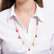 Collana in Metallo con charm a forma di limoni, ciliegie, fragole e margherite