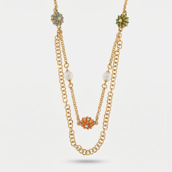 Collana in Metallo multifilo con riccio verde - BYSIMON gioielli