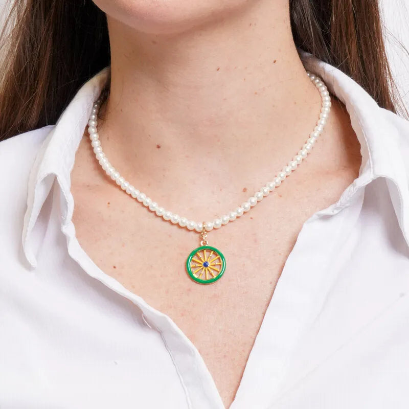 Collana in Metallo con sfere e ruota verde SICILY - gioiello BySimon