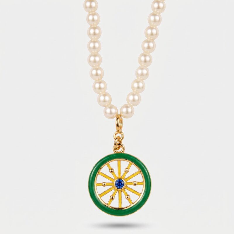 Collana in Metallo con sfere e ruota verde SICILY - gioiello BySimon