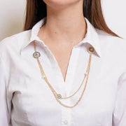 Collana in Metallo multifilo con sfere bianche