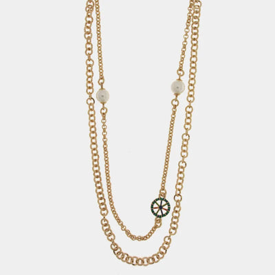 Collana in Metallo multifilo con sfere bianche