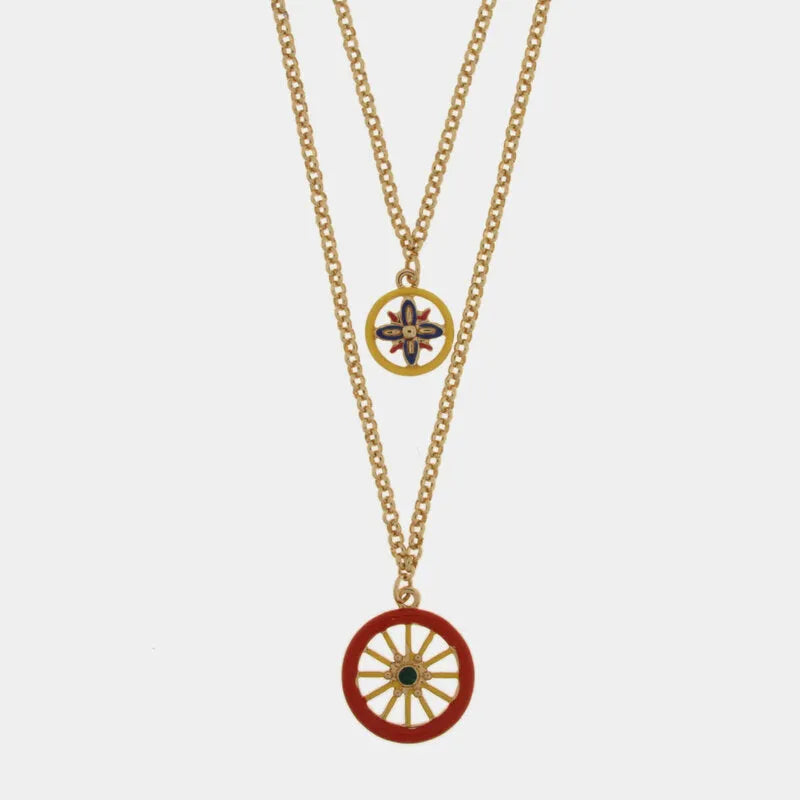 Collana in Metallo con ruota di carro e maiolica SICILY - gioiello BySimon