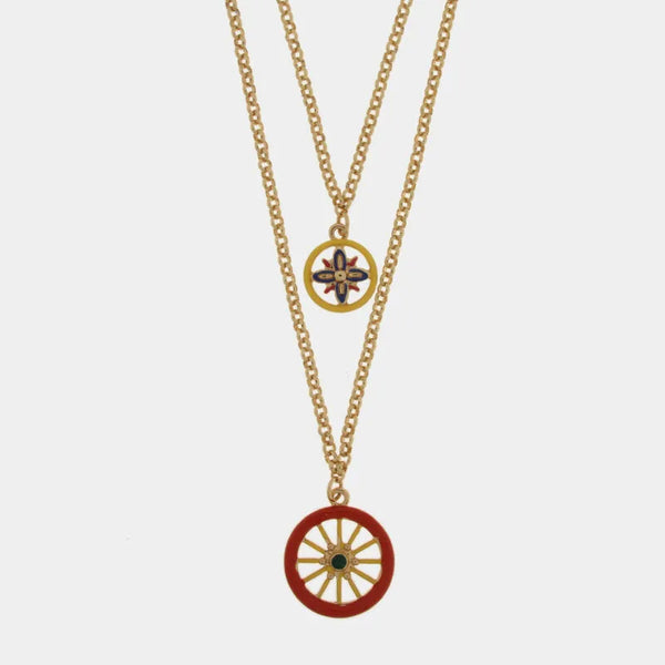 Collana in Metallo con ruota di carro e maiolica SICILY - gioiello BySimon