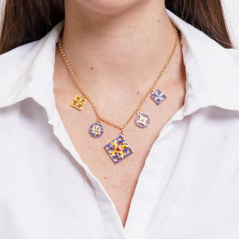 Collana in Metallo pendenti smaltati