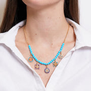 Collana in Metallo sfere azzurre e maioliche
