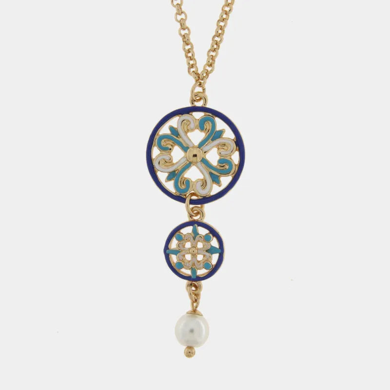Collana in Metallo maioliche siciliane pendenti