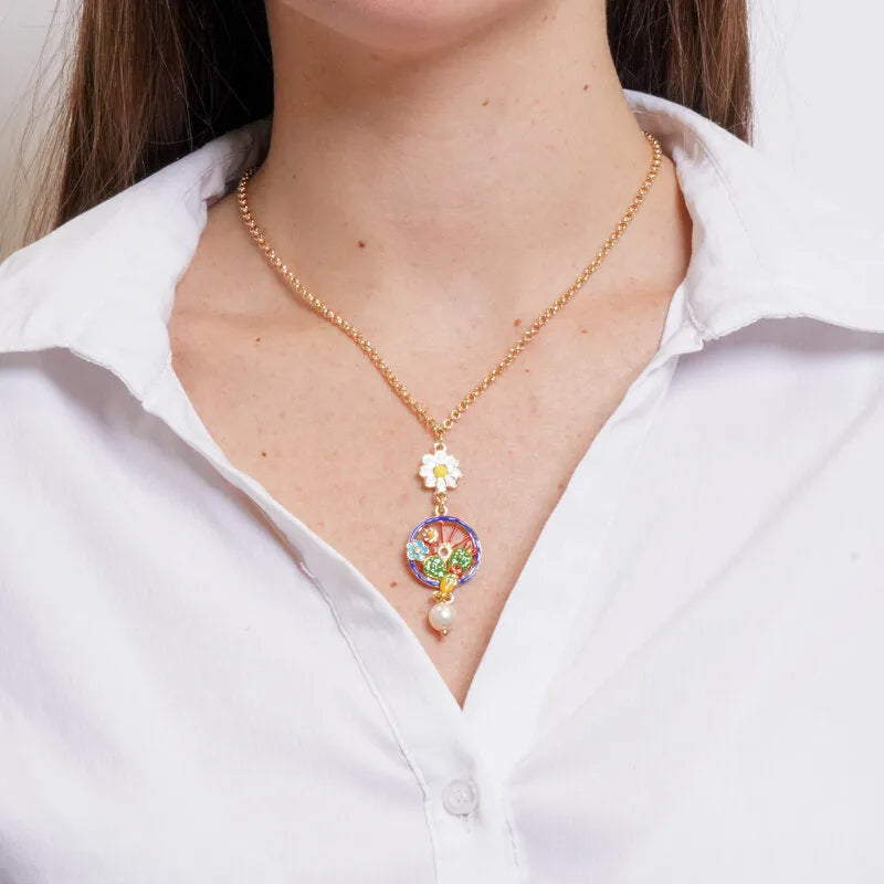 Collana in Metallo con ciondoli pendenti ruota SICILY - gioiello BySimon