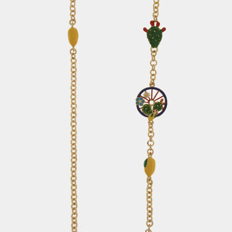 Collana in Metallo con fico d'india, limoni SICILY - gioiello BySimon