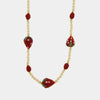 Collana in Metallo con fragole rosse pendenti Murano Stone