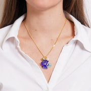 Collana in Metallo con Murano Stone pesce blu ametista pendente