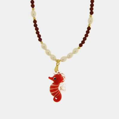 Collana in Metallo con Murano Stone cavalluccio marino rosso AMOVENEZIA - gioiello BySimon
