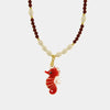 Collana in Metallo con Murano Stone cavalluccio marino rosso
